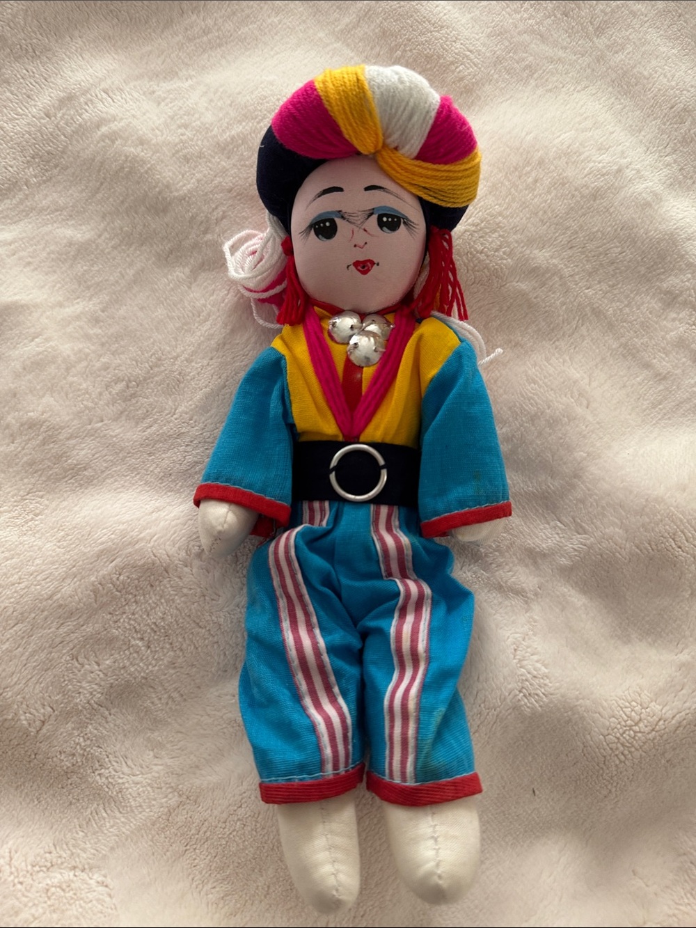 Handmade Multicolor Cloth Doll Plush Toy - Blue Outfit
